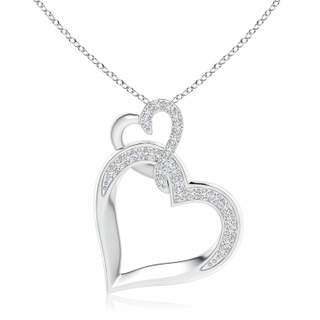 2.1mm HSI2 Interlinked Diamond Tilted Heart Pendant in White Gold