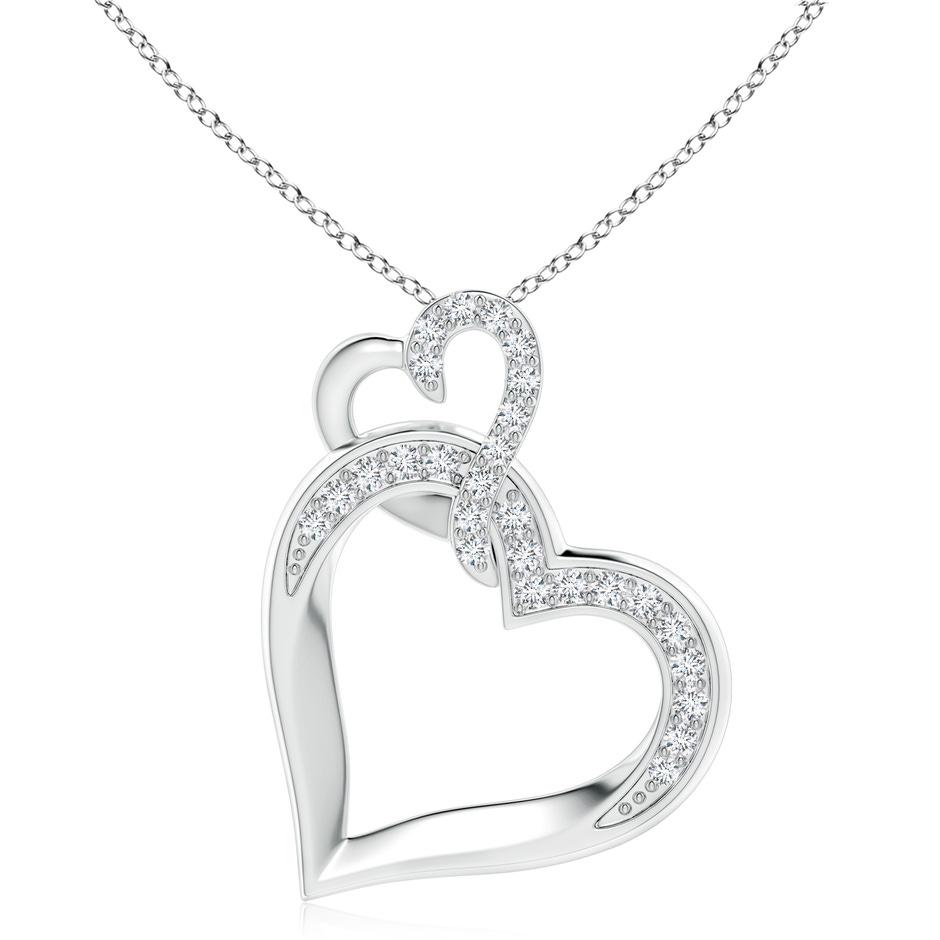 2.4mm GVS2 Interlinked Diamond Tilted Heart Pendant in P950 Platinum 