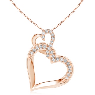 2.4mm HSI2 Interlinked Diamond Tilted Heart Pendant in 18K Rose Gold