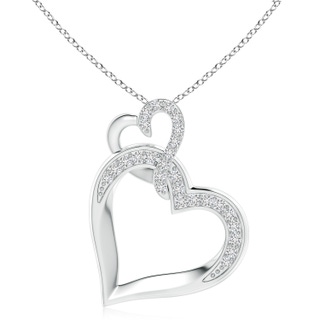 2.4mm HSI2 Interlinked Diamond Tilted Heart Pendant in P950 Platinum