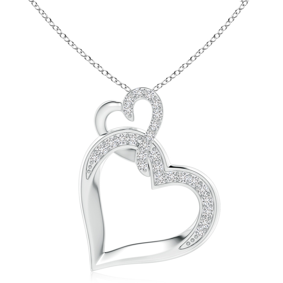 2.4mm HSI2 Interlinked Diamond Tilted Heart Pendant in White Gold 