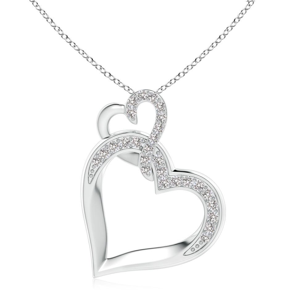 2.4mm IJI1I2 Interlinked Diamond Tilted Heart Pendant in 18K White Gold 