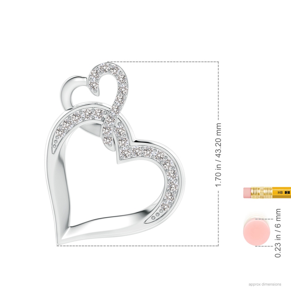 2.4mm IJI1I2 Interlinked Diamond Tilted Heart Pendant in 18K White Gold ruler