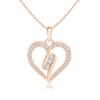 2.1mm GVS2 Diamond Swirl Heart Pendant in 9K Rose Gold