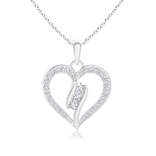 2.1mm GVS2 Diamond Swirl Heart Pendant in White Gold