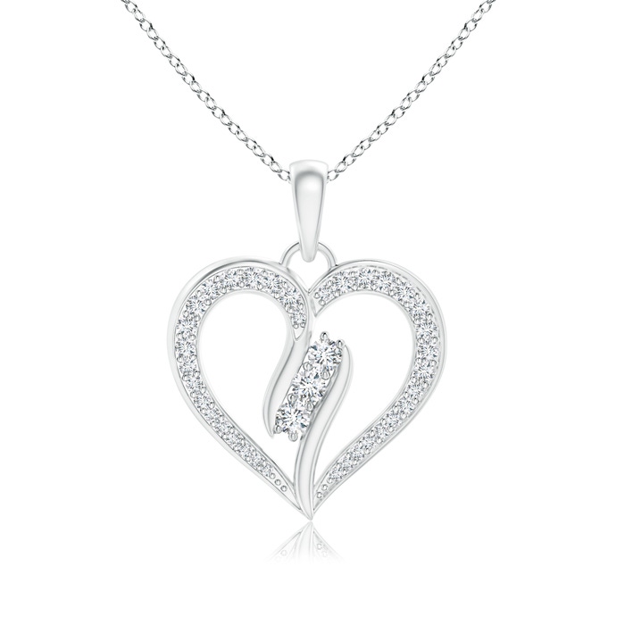 2.1mm GVS2 Diamond Swirl Heart Pendant in White Gold 