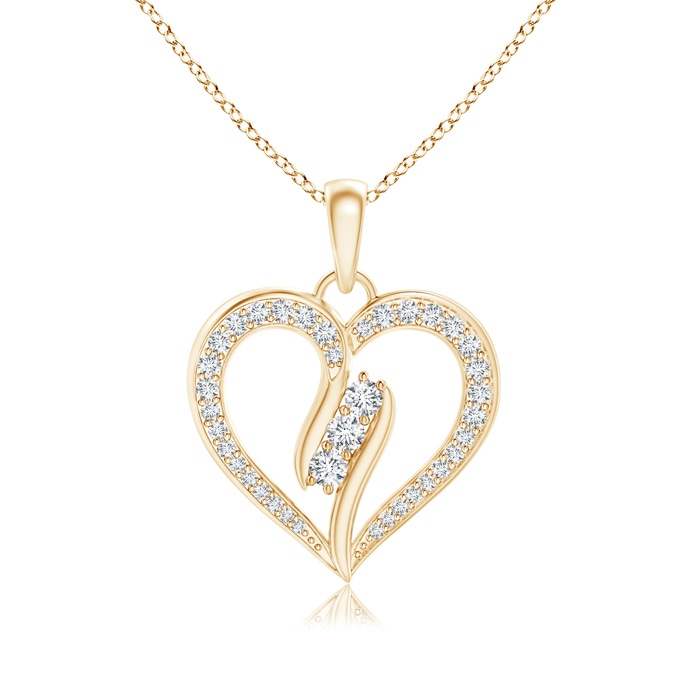 2.1mm GVS2 Diamond Swirl Heart Pendant in Yellow Gold 