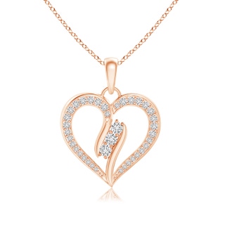 2.1mm HSI2 Diamond Swirl Heart Pendant in 9K Rose Gold