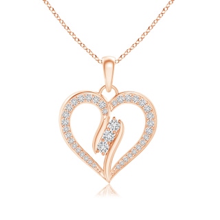 2.1mm HSI2 Diamond Swirl Heart Pendant in Rose Gold