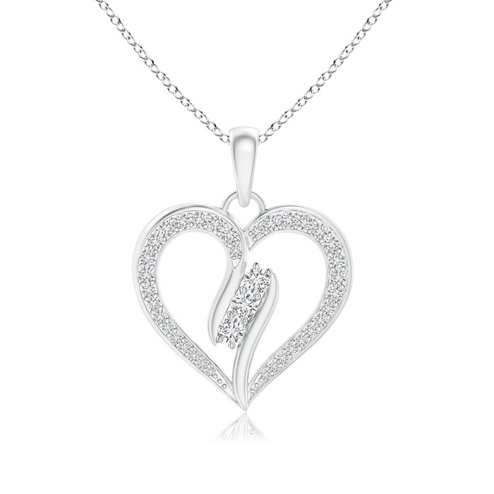 2.1mm HSI2 Diamond Swirl Heart Pendant in White Gold 