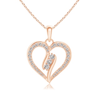 2.1mm IJI1I2 Diamond Swirl Heart Pendant in 9K Rose Gold