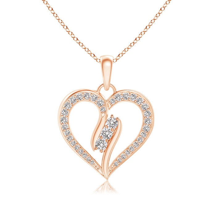 2.1mm IJI1I2 Diamond Swirl Heart Pendant in Rose Gold 