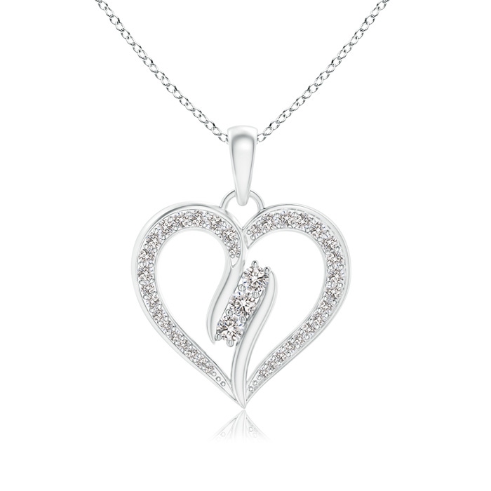 2.1mm IJI1I2 Diamond Swirl Heart Pendant in White Gold 