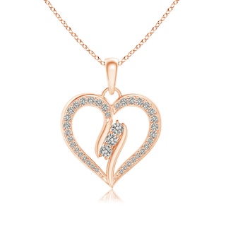 2.1mm KI3 Diamond Swirl Heart Pendant in 9K Rose Gold