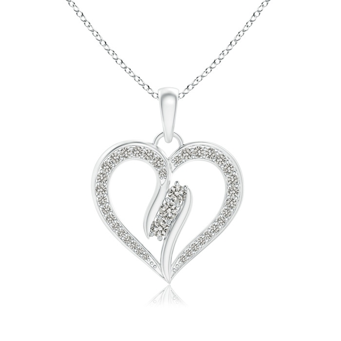 2.1mm KI3 Diamond Swirl Heart Pendant in White Gold 