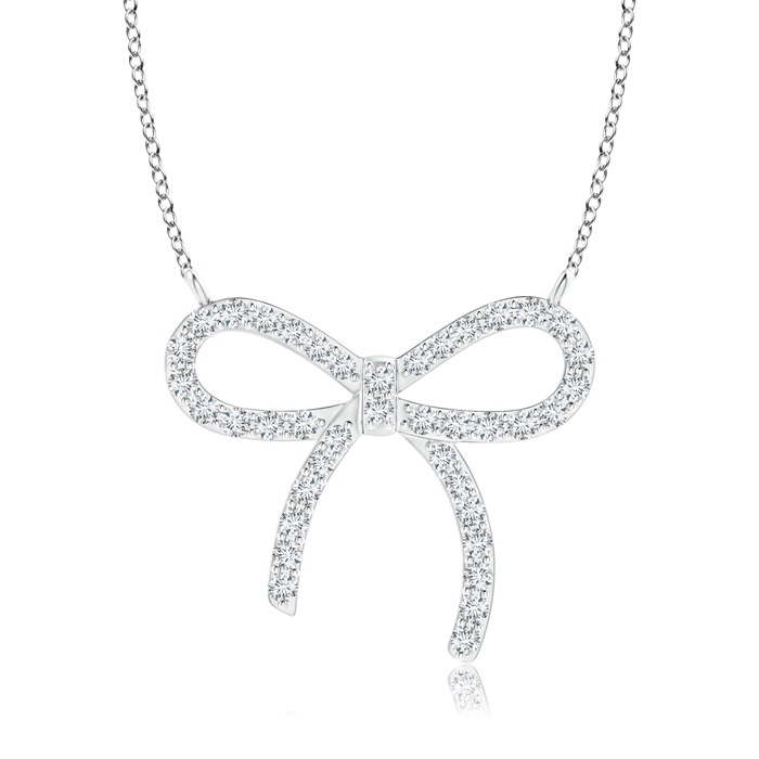 1mm GVS2 Diamond Bow Knot Necklace in S999 Silver
