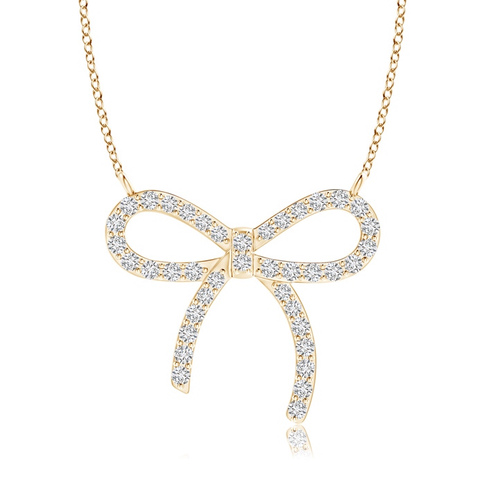 1mm HSI2 Diamond Bow Knot Necklace in 9K Yellow Gold 