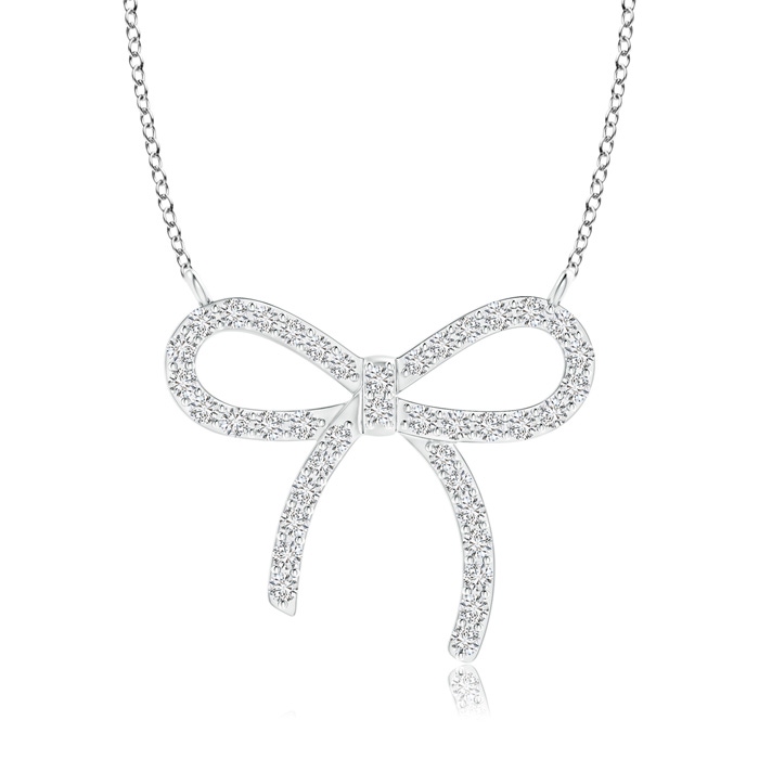 1mm HSI2 Diamond Bow Knot Necklace in White Gold 