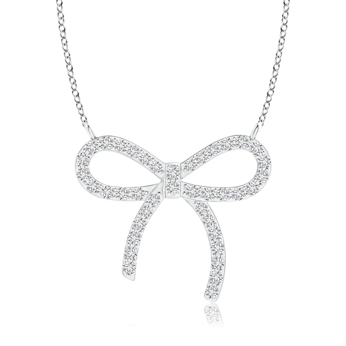 1mm HSI2 Diamond Bow Knot Necklace in White Gold