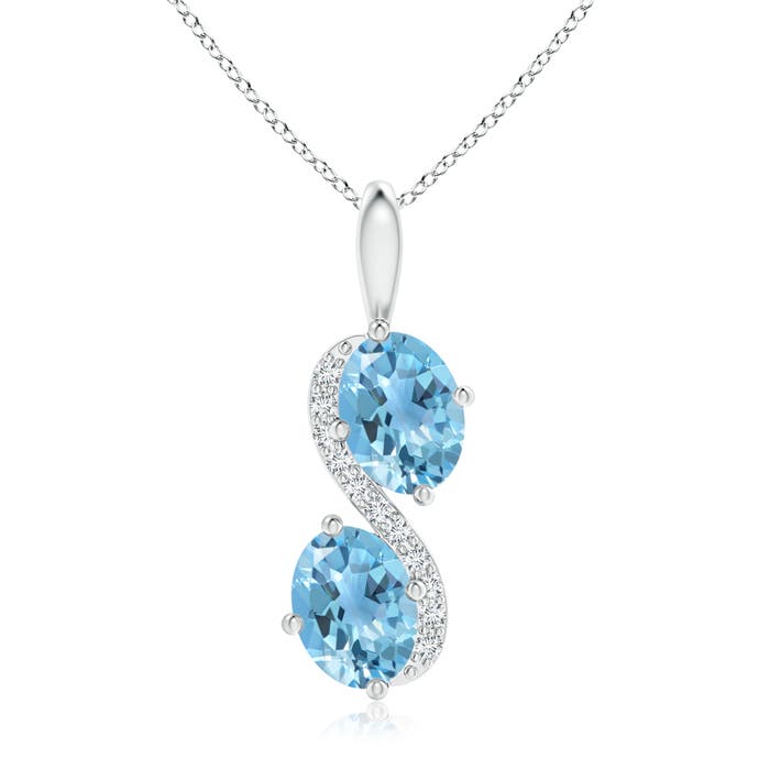 A - Swiss Blue Topaz / 3.11 CT / 14 KT White Gold