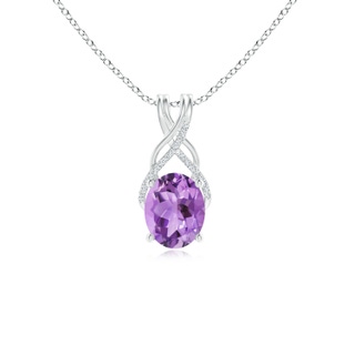 10x8mm A Oval Amethyst Criss Cross Pendant with Diamonds in P950 Platinum