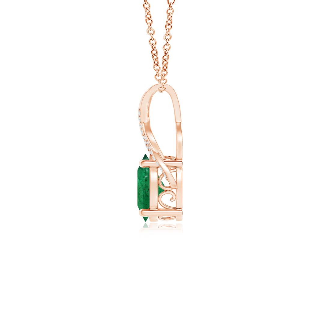 9.86x7.63x4.79mm AA GIA Certified Oval Emerald Criss Cross Pendant with Diamonds. in Rose Gold Side 199