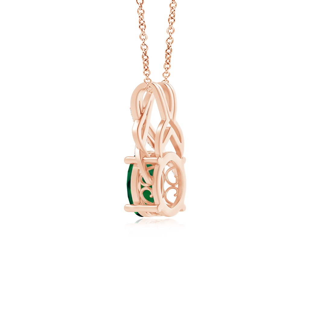 9.86x7.63x4.79mm AA GIA Certified Oval Emerald Criss Cross Pendant with Diamonds. in Rose Gold Side 399