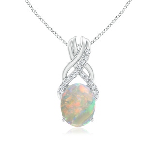 10x8mm AAAA Oval Opal Criss Cross Pendant with Diamonds in P950 Platinum