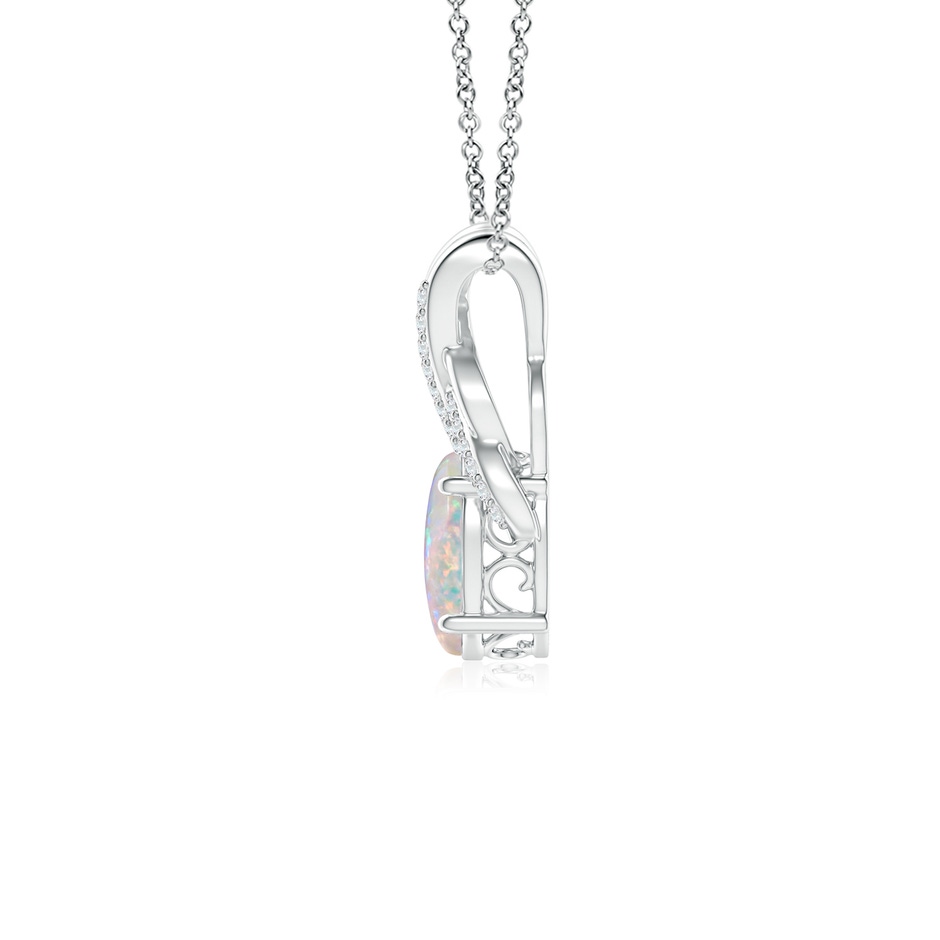 8x6mm AAAA Oval Opal Criss Cross Pendant with Diamonds in P950 Platinum side 199