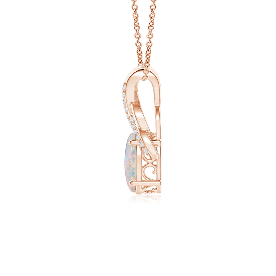 8x6mm AAAA Oval Opal Criss Cross Pendant with Diamonds in Rose Gold side 199