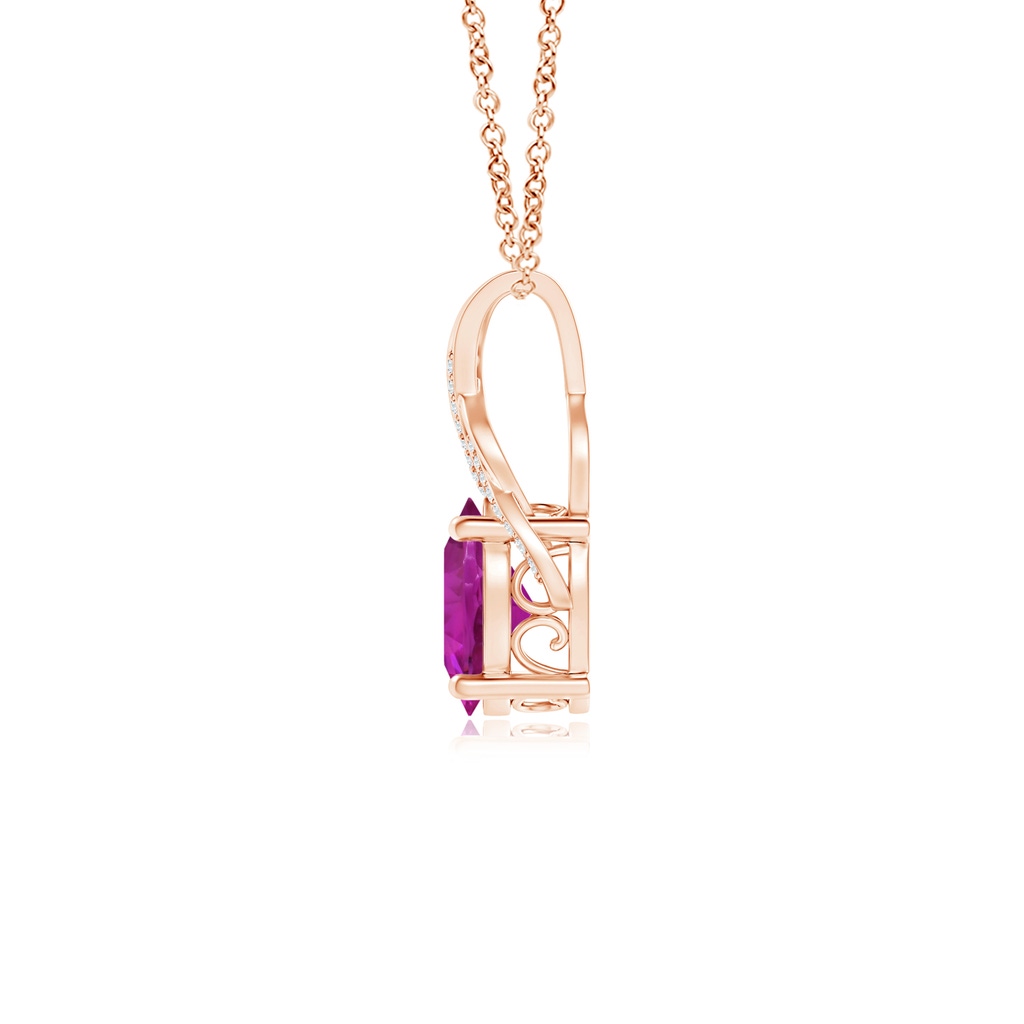 10.39x8.51x6.39mm AAA GIA Certified Oval Pink Sapphire Criss Cross Pendant with Diamonds in Rose Gold Side 199