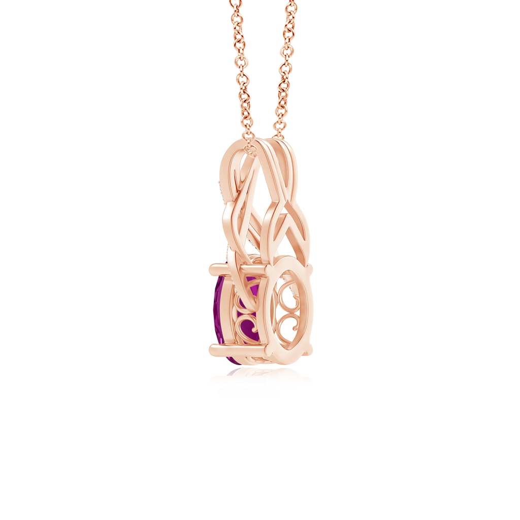 10.39x8.51x6.39mm AAA GIA Certified Oval Pink Sapphire Criss Cross Pendant with Diamonds in Rose Gold Side 399