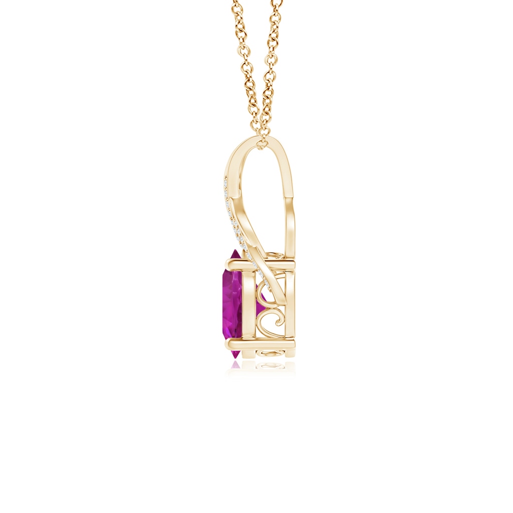 10.39x8.51x6.39mm AAA GIA Certified Oval Pink Sapphire Criss Cross Pendant with Diamonds in Yellow Gold - side 199