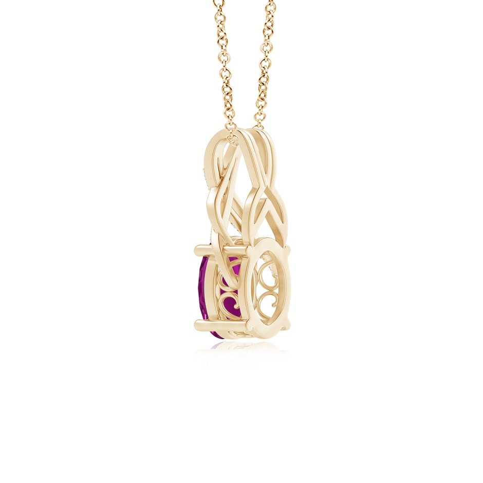 10.39x8.51x6.39mm AAA GIA Certified Oval Pink Sapphire Criss Cross Pendant with Diamonds in Yellow Gold side 399
