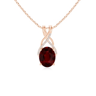 9.2x6.9mm AAAA GIA Certified Oval Ruby Criss Cross Pendant with Diamonds in Rose Gold