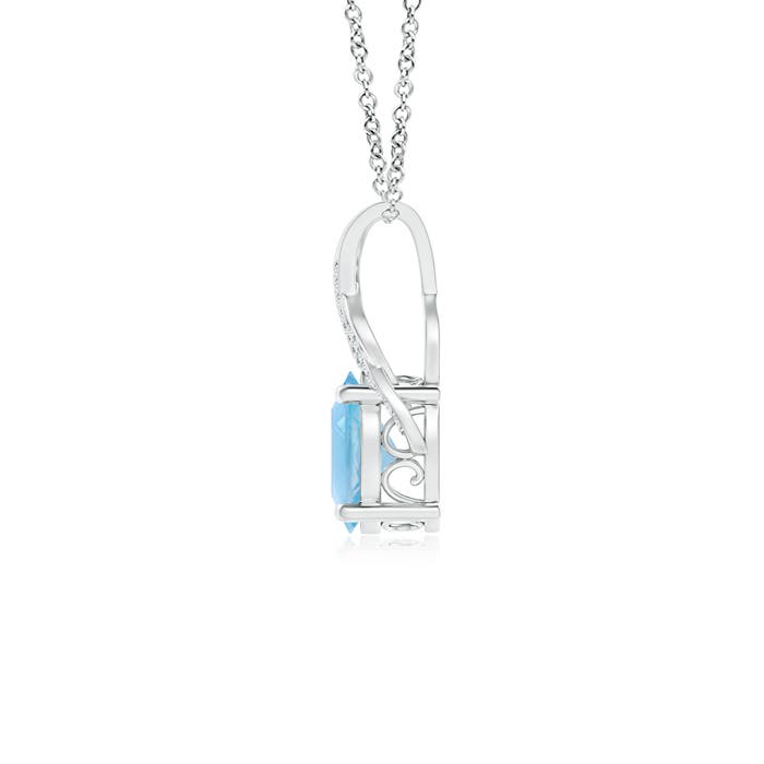 Oval Swiss Blue Topaz Criss Cross Pendant with Diamonds