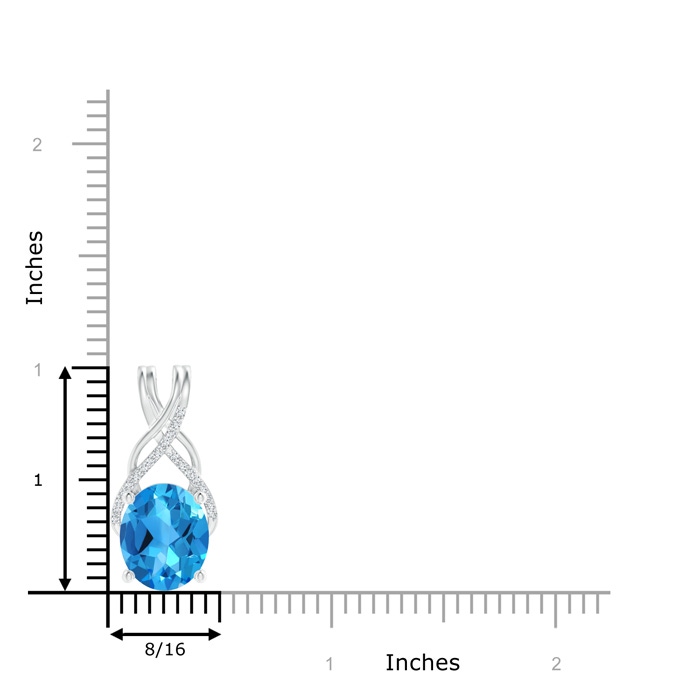 12x10mm AAAA Oval Swiss Blue Topaz Criss Cross Pendant with Diamonds in P950 Platinum product image