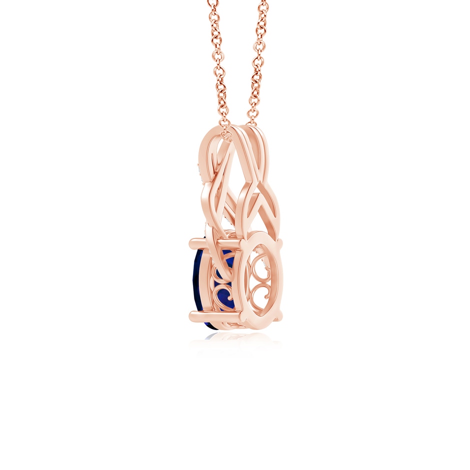 10.11x8.15x4.84mm AAAA GIA Certified Oval Sapphire Criss Cross Pendant with Diamonds in 18K Rose Gold side 399