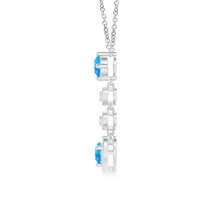 5mm AAA Multi-Heart Round Swiss Blue Topaz and Diamond Drop Pendant in White Gold Product Image