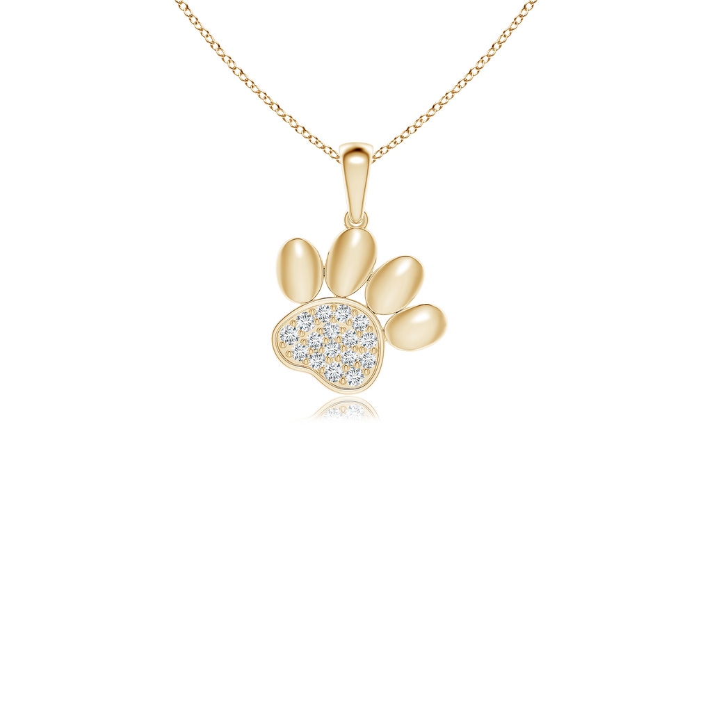 1.1mm GVS2 pave-Set Diamond Paw Print Pendant in 18K Yellow Gold