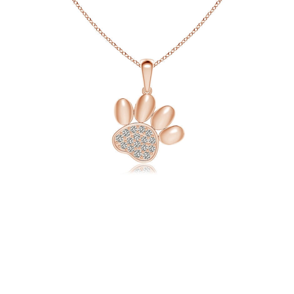1.1mm KI3 pave-Set Diamond Paw Print Pendant in 9K Rose Gold 