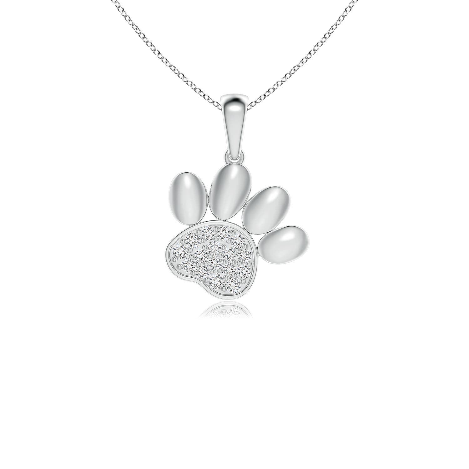 1.5mm HSI2 pave-Set Diamond Paw Print Pendant in P950 Platinum