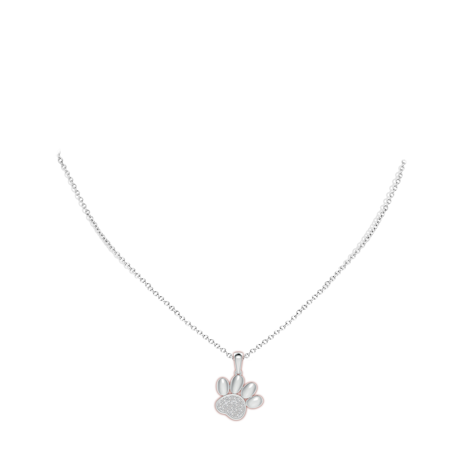 1.5mm HSI2 pave-Set Diamond Paw Print Pendant in S999 Silver pen