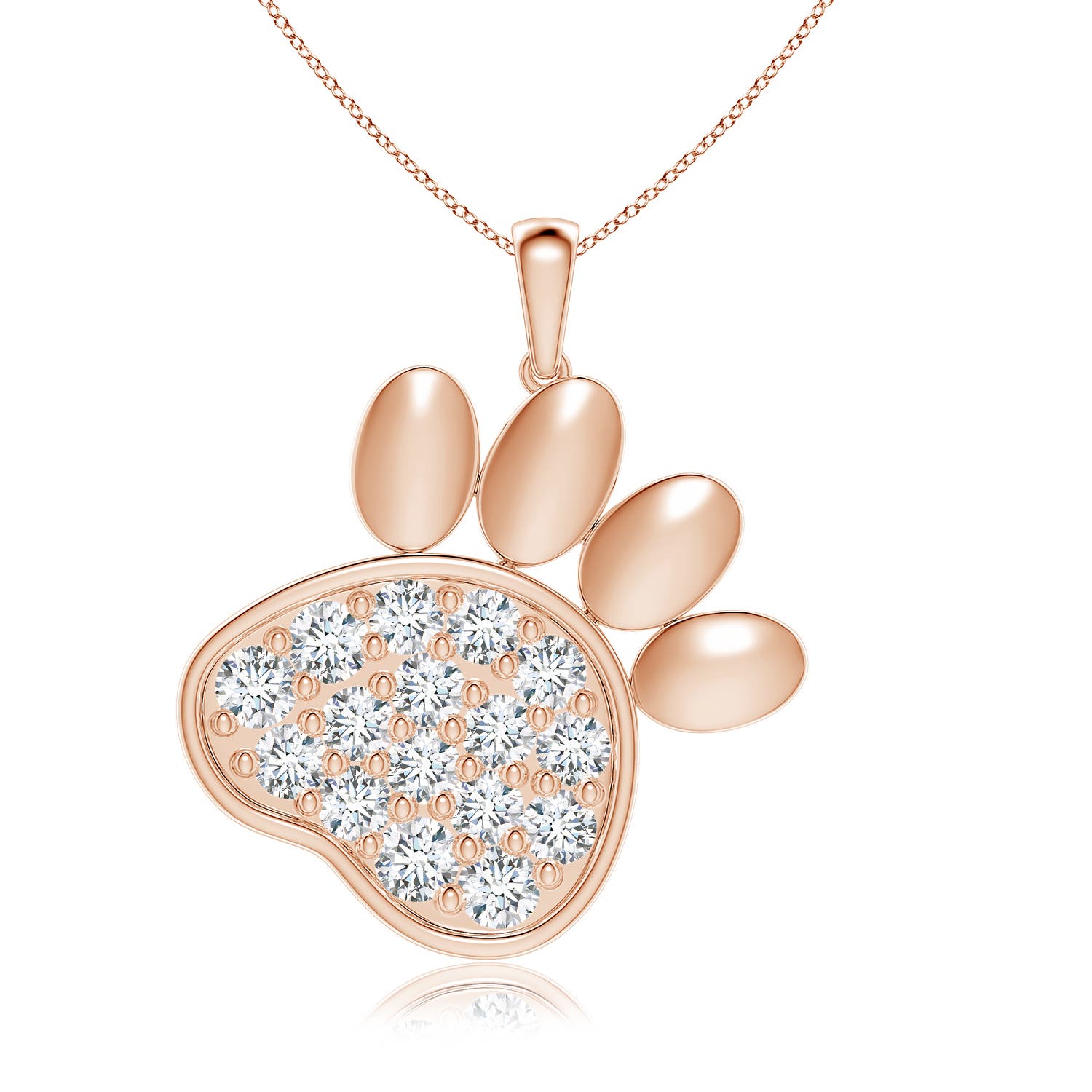 3.3mm GVS2 pave-Set Diamond Paw Print Pendant in 18CT Rose Gold