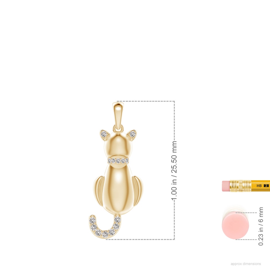 1.1mm IJI1I2 Classic Diamond Cat Pendant in 18K Yellow Gold ruler