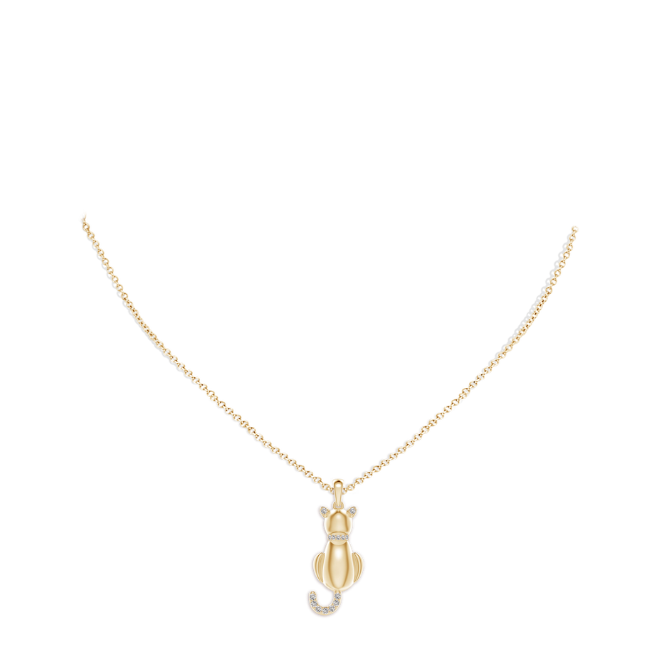 1.1mm IJI1I2 Classic Diamond Cat Pendant in 18K Yellow Gold pen