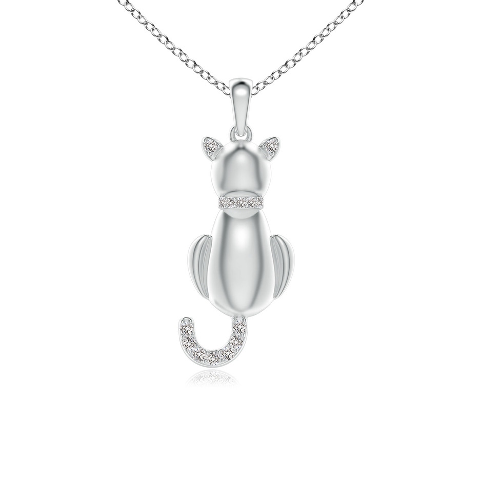 1.1mm IJI1I2 Classic Diamond Cat Pendant in 9K White Gold 