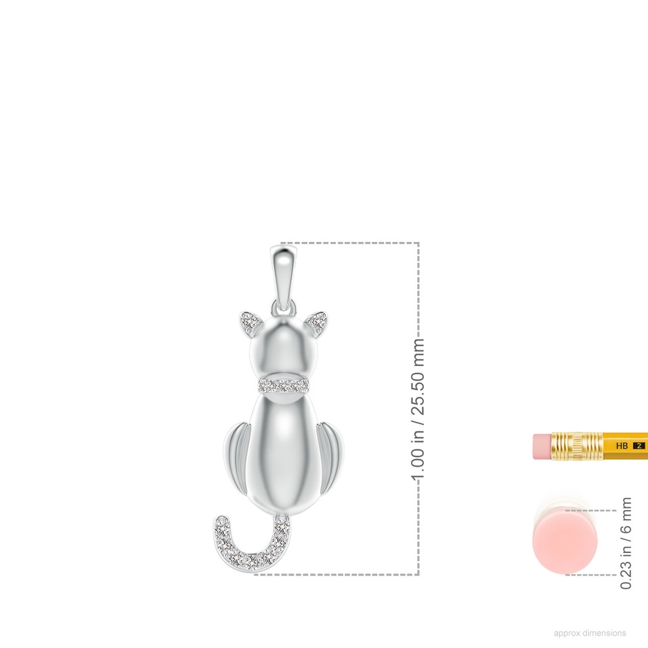 1.1mm IJI1I2 Classic Diamond Cat Pendant in 9K White Gold ruler