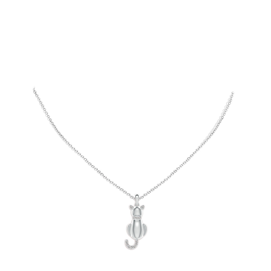 1.1mm IJI1I2 Classic Diamond Cat Pendant in 9K White Gold pen