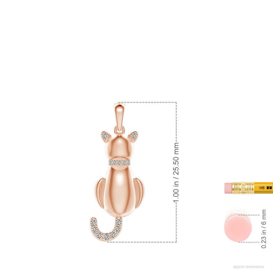 1.1mm KI3 Classic Diamond Cat Pendant in 9K Rose Gold ruler